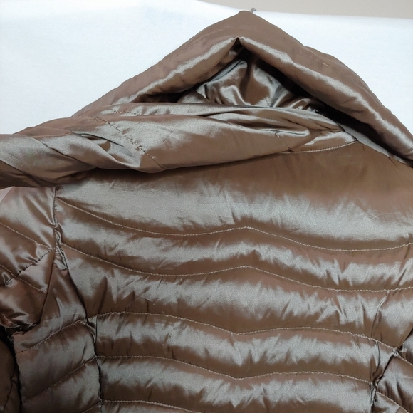 Bernardo Quilted Goose Down‎ Puffer Jacket Bronze Brown Hooded Lightweight PXS - Picture 6 of 10